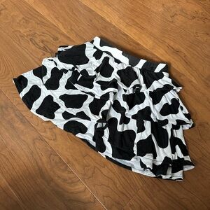 Stylish Cow print Black and White Ruffled Skort